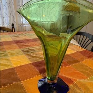 Elegant Green and Blue Glass Vase